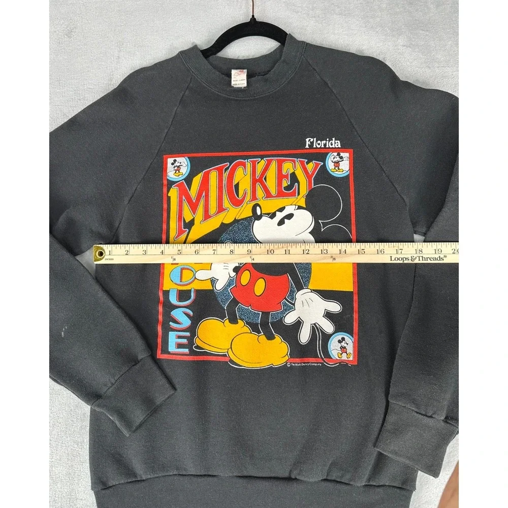 Vintage Disney Mickey Mouse Florida Black Sweatshirt Adult Large 1990s